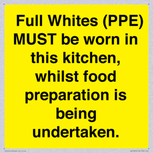  Full Whites (PPE) MUST be worn in this kitchen, whilst food preparation is being undertaken.